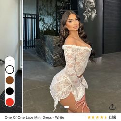 XS Fashion Nova White Lace Dress 