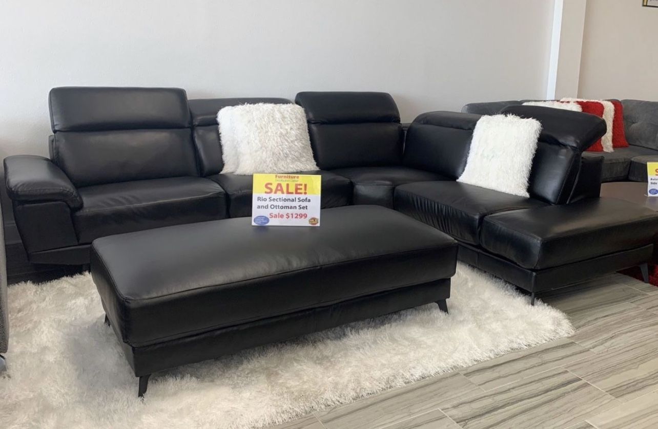 COMFY NEW RIO SECTIONAL SOFA AND OTTOMAN SET ON SALE ONLY $1099. IN STOCK SAME DAY DELIVERY 🚚 FINANCING AVAILABLE