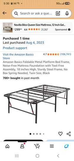 Platform Bed Frame + Clean Mattress w/ Linenspa Waterproof Cover Full
