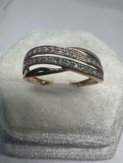 14K 585 Solid Rose Gold Diamond Ring Size 6 – Fine Jewelry Gift