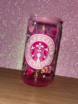 Cafecito y chisme libbey glass cup pink