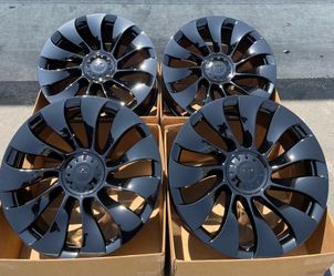 21” Tesla Model Y Uberturbine OEM Wheels Gloss Black POWDER COAT EXCHANGE