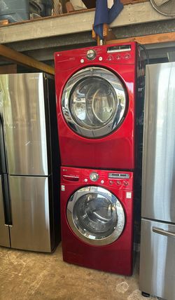 LG Front Load Set Red - Stackable Large Capacity