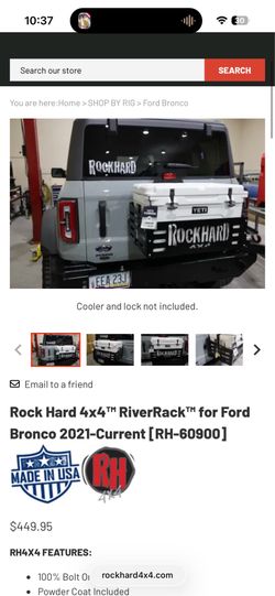 Bronco cooler mount