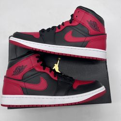 Sz 8.5 - Air Jordan 1 Mid Banned Black Red White Bred Mens AJ I MJ Bulls NEW