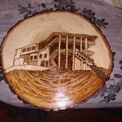Handrawn Pyrography Woodburned Pic, Incline Railway Lookout Mountain