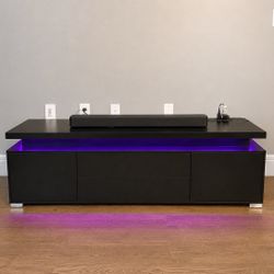 Modern Black Low TV Stand / Media Console