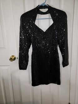 Sexy Black Sequin Mini Dress