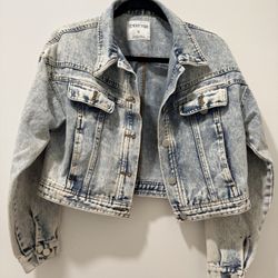 C'EST TOI Acid Wash Cropped Denim Jacket