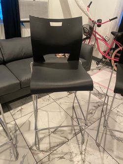 3 High black chairs