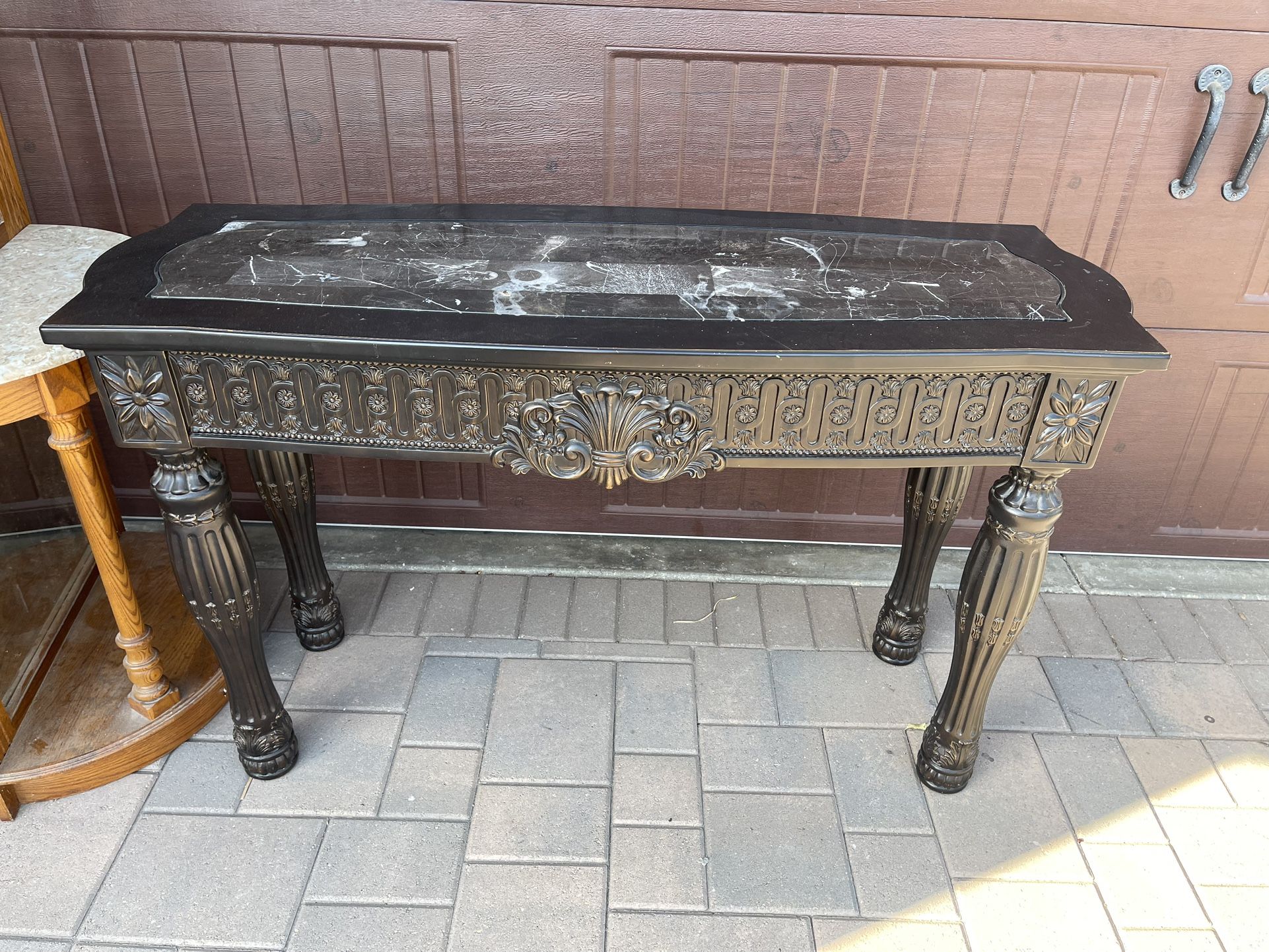 Fancy Marble Console Side Wooden Table