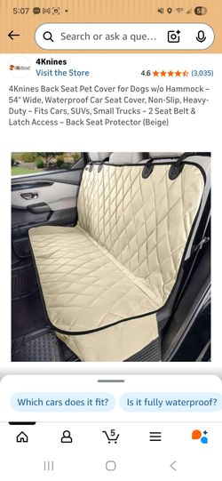 4Knines Back Seat Pet Cover- 54" width