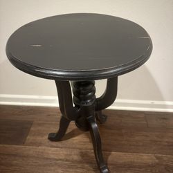 Black Round Wood End Table 