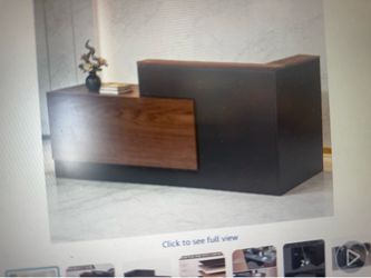 L-shaped wooden reception desk w/counter