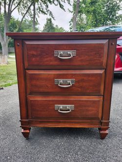 Traditional 3-Drawer Wood Nightstand – Dark Cherry Finish