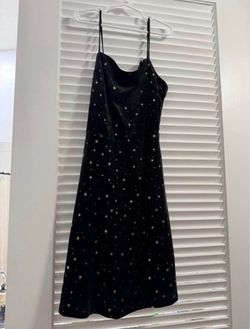 Black Satin Dress with Gold Stars (small)