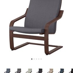 IKEA POANG Chair Armchair Wood Brown Gray Anthracite Clean