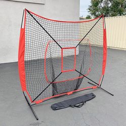 New in box $55 Baseball & Softball Practice Hitting & Pitching 7x7’ Net with Bow Frame, Carry Bag 