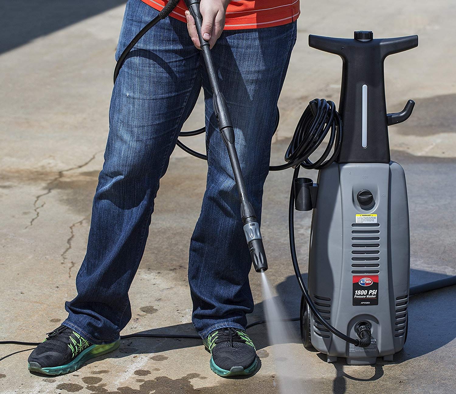 All Power 1800 PSI 1.6 GPM Electric Pressure Washer, Power Washer With Hose Reel for House, Walkway, Car and Outdoor Cleaning, APW5004