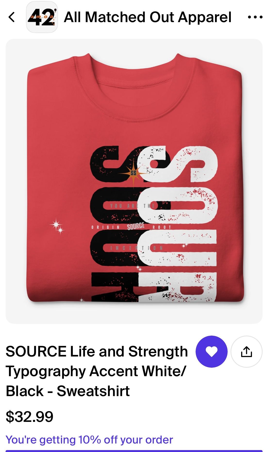 Sweater’s Graphic Design: SOURCE LIFE & STRENGTH -Crew Neck