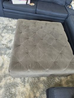 Large Tufted Grey Ottoman