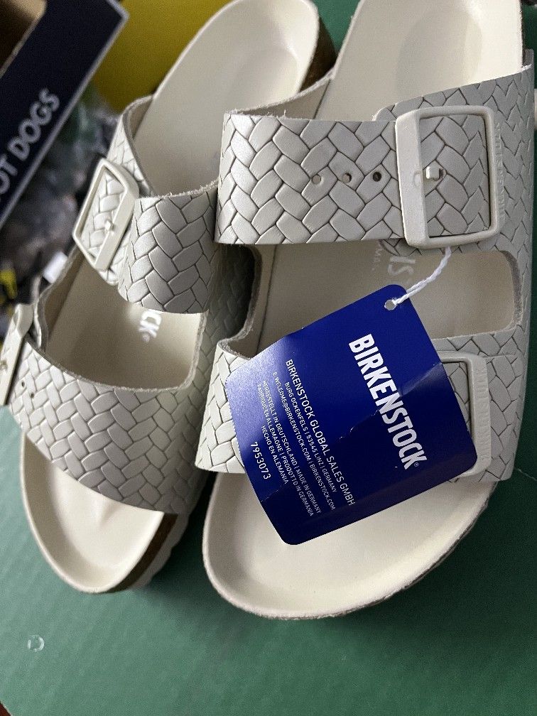 Birkenstock Woven Embossed Ecru Sandals