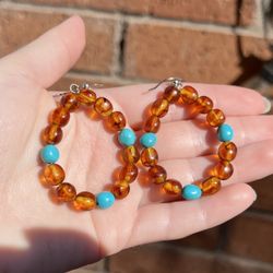 Amber and Turquoise Earrings 