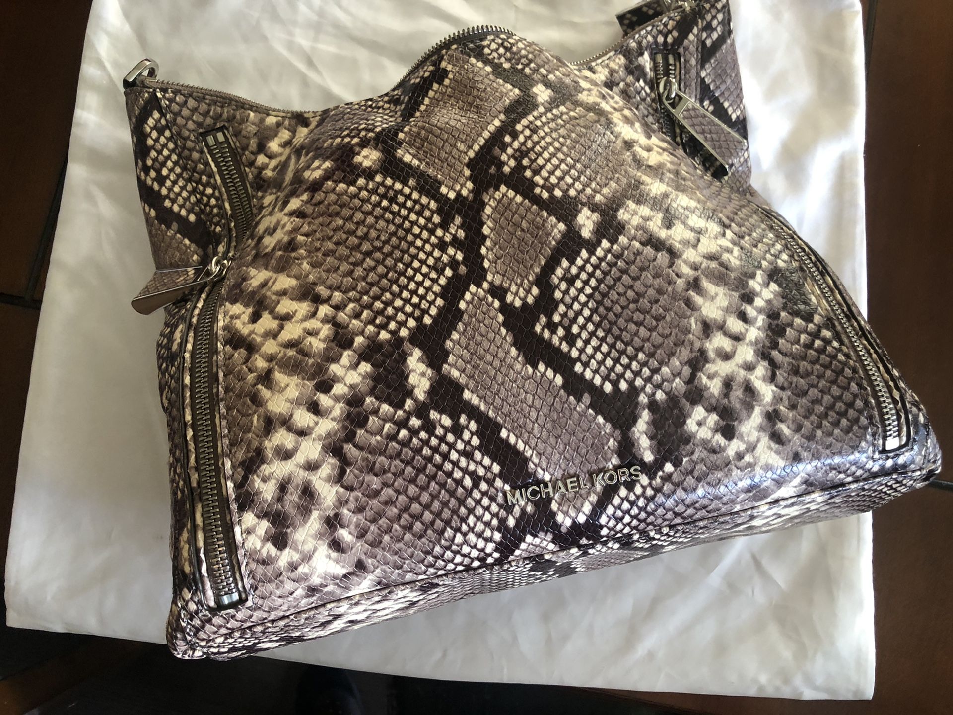 Michael Kors Matilda Large Snake-embossed Leather