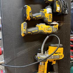 Drill and grease gun set and a multi-tool for sale, all for $330