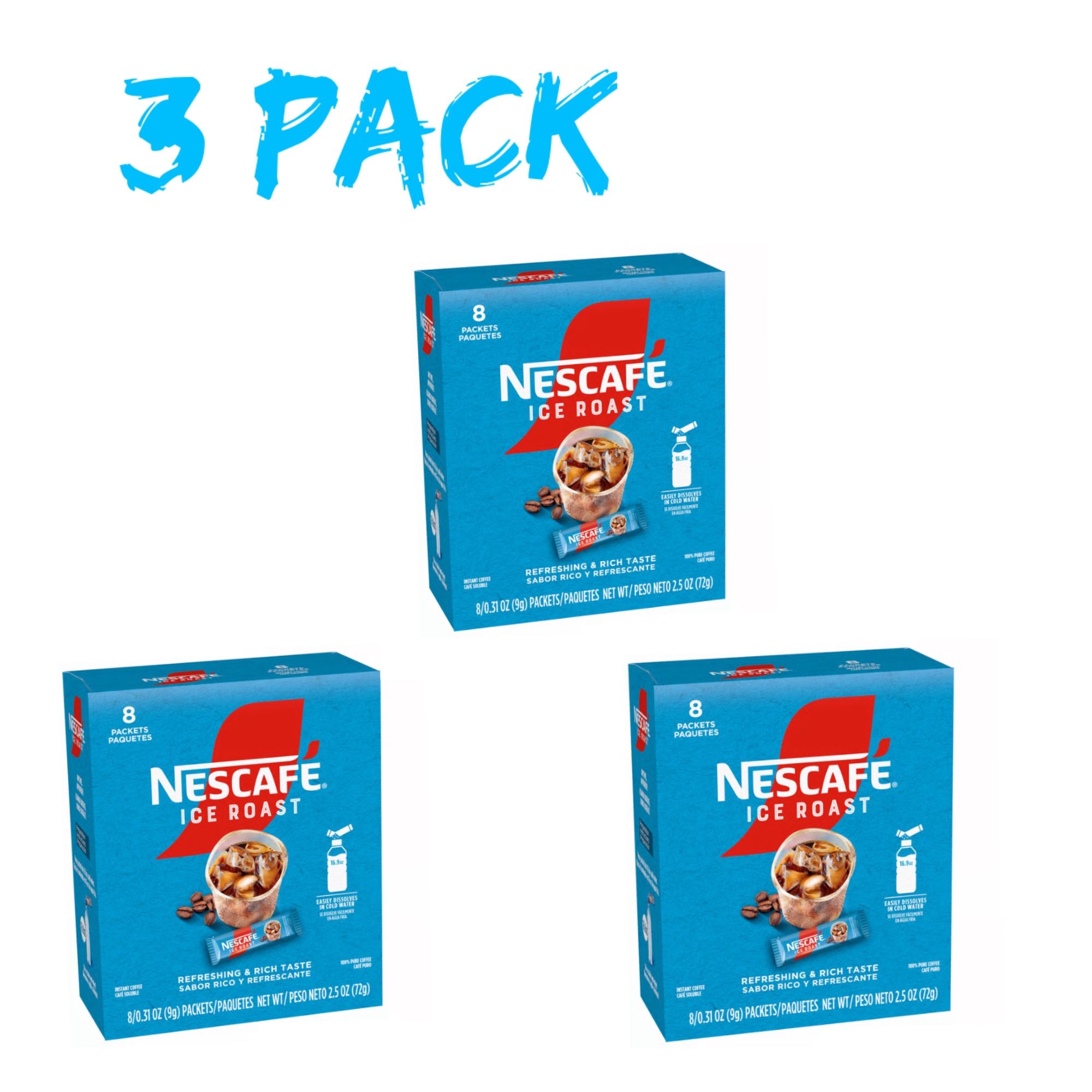 Nescafé Ice Roast Instant Coffee - 3 Pack Of 8 Each Box