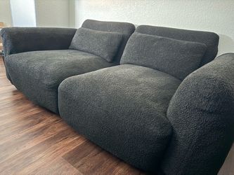 6pc Black Sectional with Ottomans