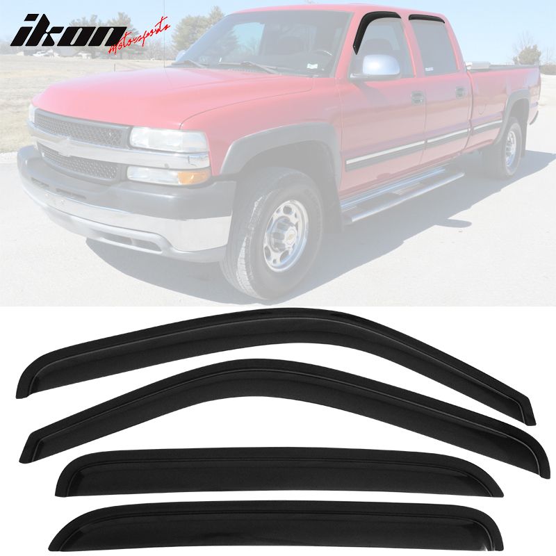 Fits 2001-2006 Chevy Silverado 1500 2500 3500 GMC Sierra Crew Cab Window Visors 4Pc