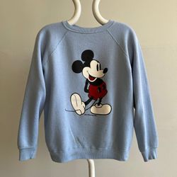 Vintage Mickey Mouse Light Blue Sweatshirt Sweater Top Kids / Children's Size Extra Large  14/ 16  Made In USA 