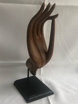 Carved Wood Hand Sculpture on Stand