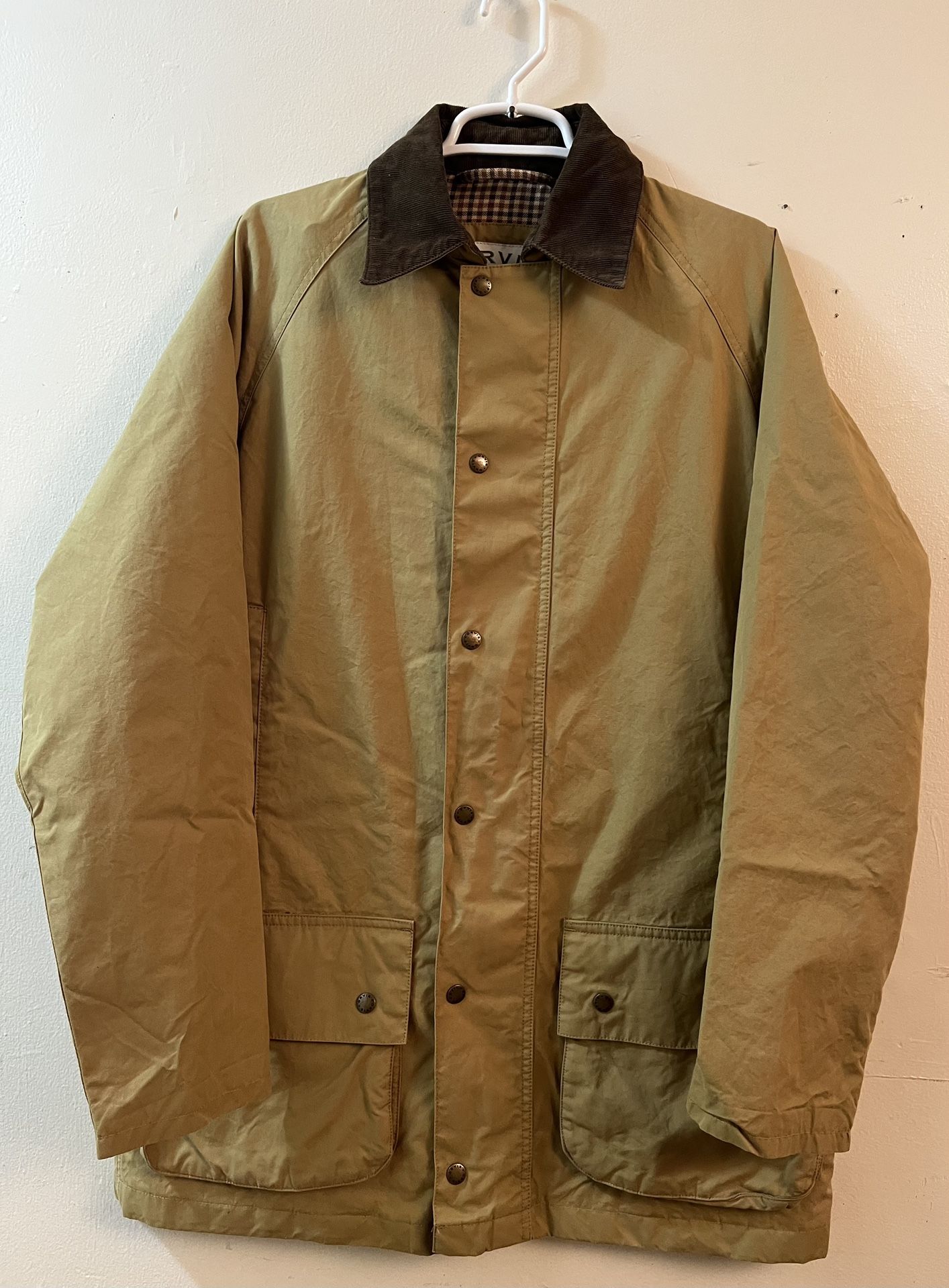 Men’s Long Sleeved Corduroy Brown Collar Barn Jacket Tan Size: M