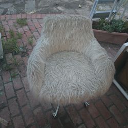 White Furry Chair Needs A Good Wash