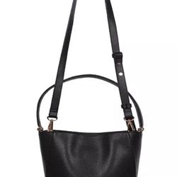 Alfani Toggle Bucket Bag Black Faux Leather