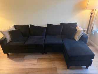 For Sale: Like-New Dark Sectional Sofa with Chaise - Barely Used!