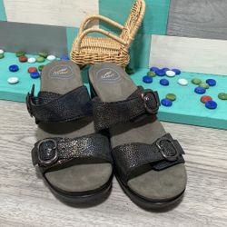 Dansko Sophie Sandals  Two Buckle Leather Wedge Women's 38-7.5-8