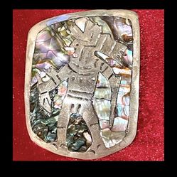 Estate Sterling Taxco Abalone Warrior Necklace 