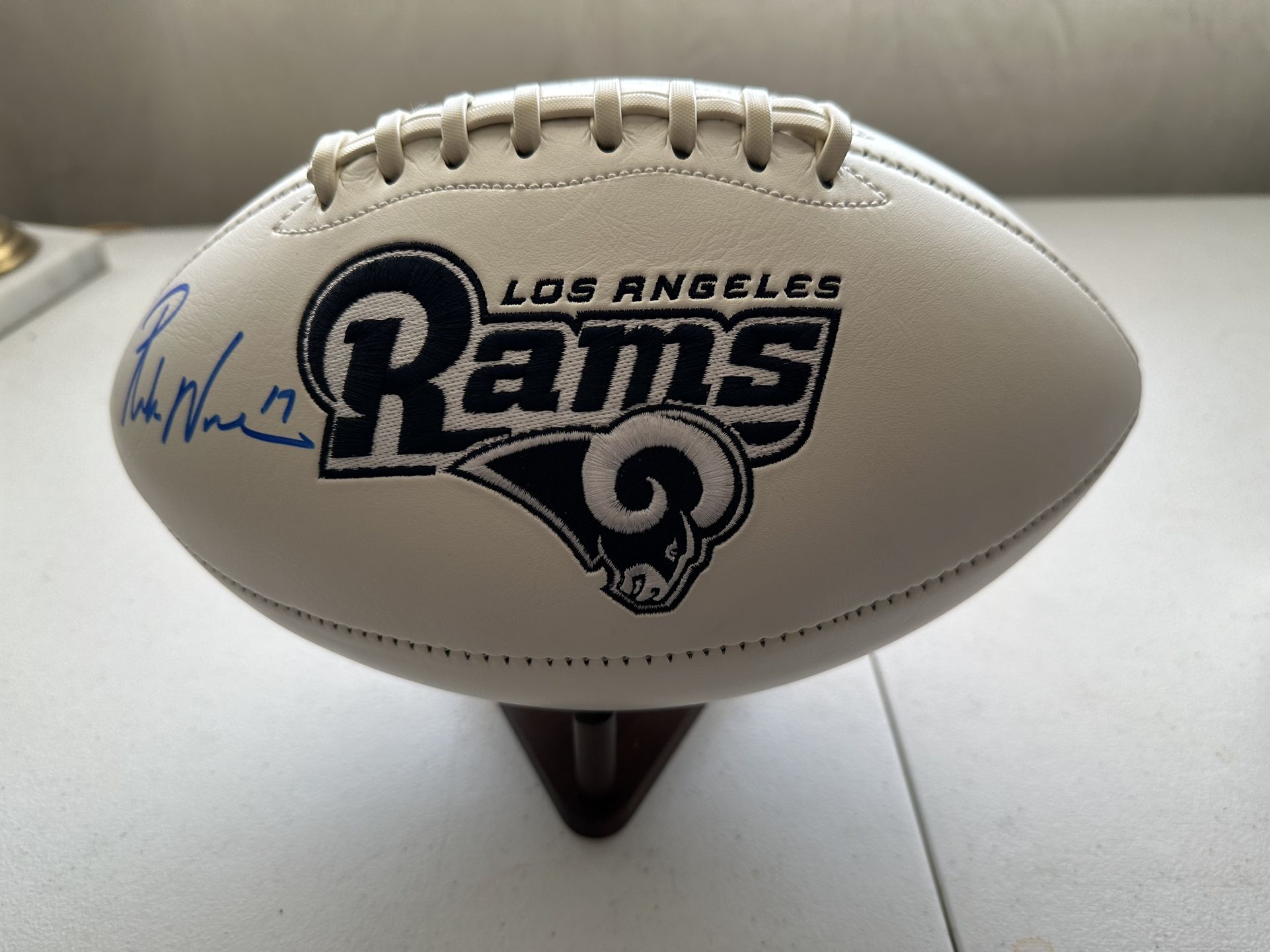 PUKA NACUA SIGNED FULL SIZE LOS ANGELES LA RAMS AUTOGRAPHED FOOTBALL w/COA - 664