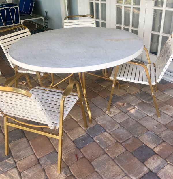 Vintage Gold Anodized Aluminum Patio Set 7 Pieces For Sale In Miami Fl Offerup