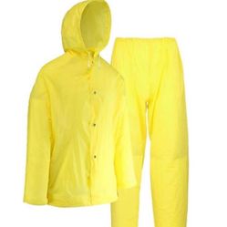 Economy Men's 2X-Large Yellow Polyurethane-Coated Polyester Rain Suit (2-Piece)