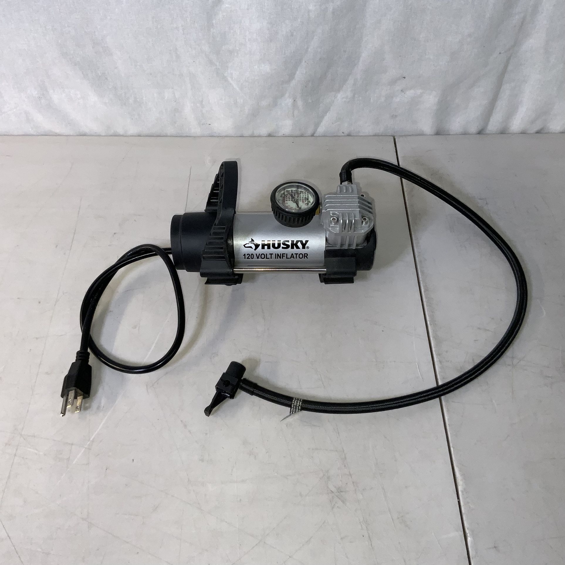 Husky 120 Volt Corded Electric Tire Inflator, Compact Air Compressor, 130 PSI, Model 365-164, Tested And Working
