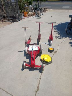 One pedal cart , three pedal scooters