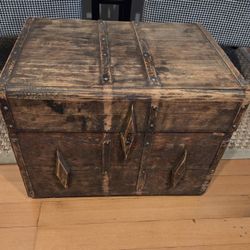 Antique wooden chest. Decorative 