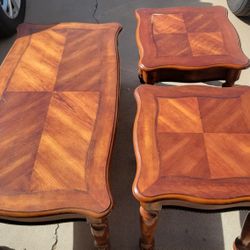 3 PC. Coffee Table, End Tables SOLID WOOD