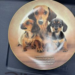  Danbury Mint Limited Edition Collection “ Cherished Dachshunds “ Chins Plate “ Companions”