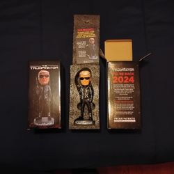 TWO BRAND NEW "THE TRUMPINATOR" I'LL BE BACK 2024 BOBBLEHEADS