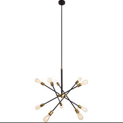 Living District LD8003D28BK Axel Chandelier Black and Brass